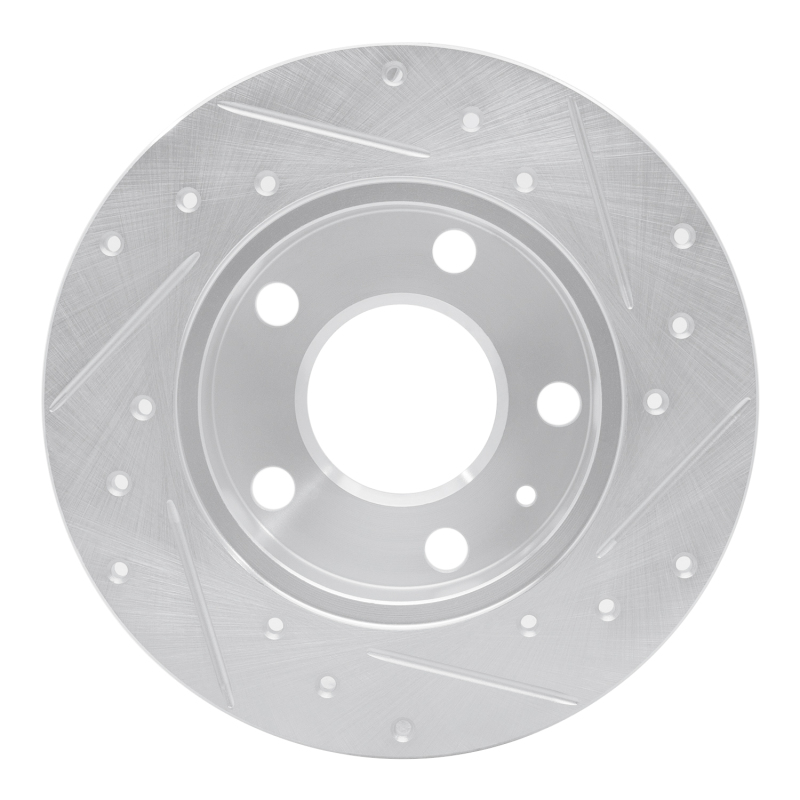 Audi A4 Quattro Brake Rotor (1) - Rear Left - R1 Concepts - Drilled & Slotted - Silver - `02-`06
